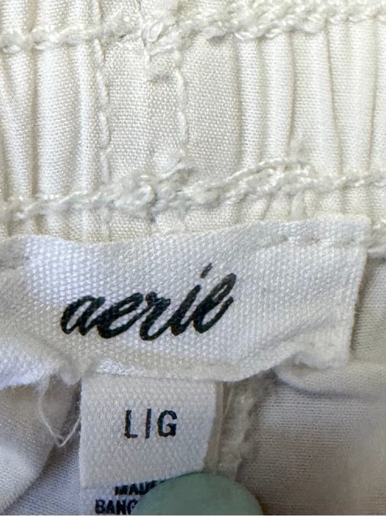 AERIE Cargo Pants High Waist Go-For-It Baggy Parachute Jogger Womens Large Ivory - Picture 5 of 13